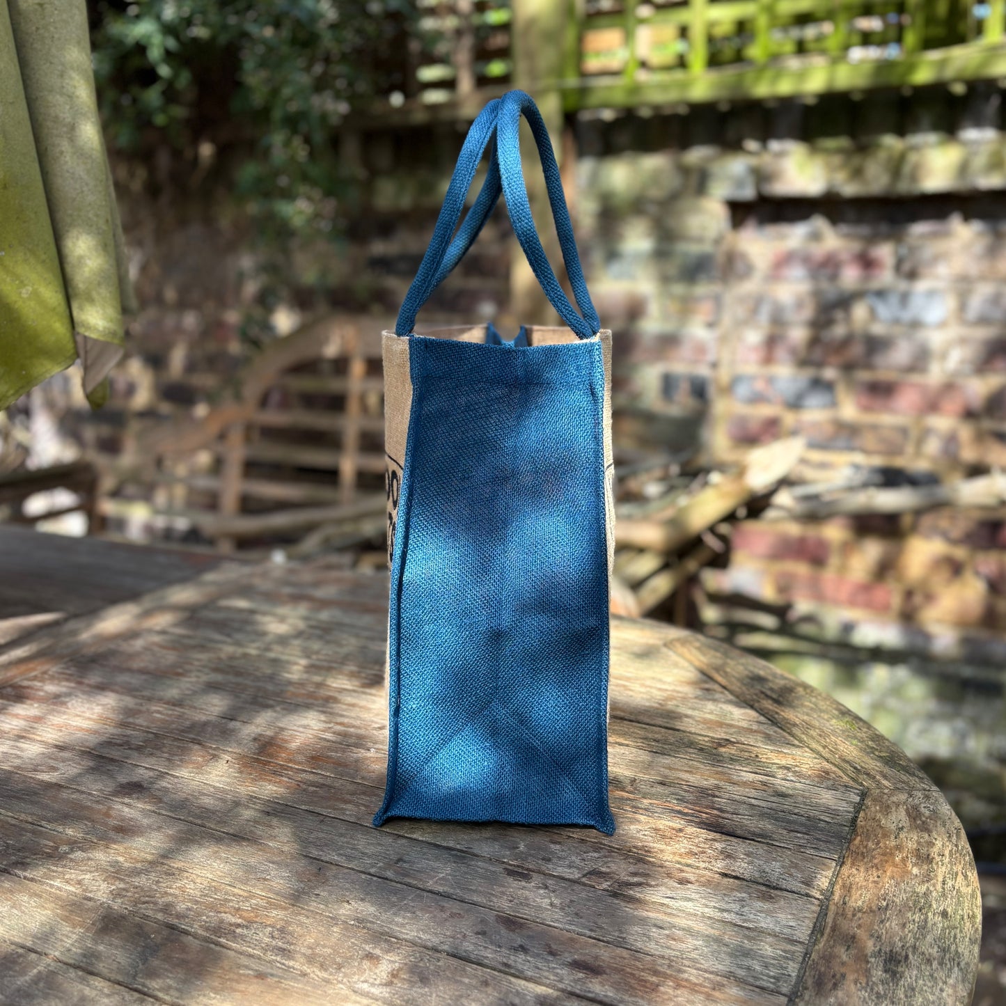 Reusable Hessian Shopping Bag with Flat Base – Durable Eco Tote (40x35x18cm) - Dark Blue