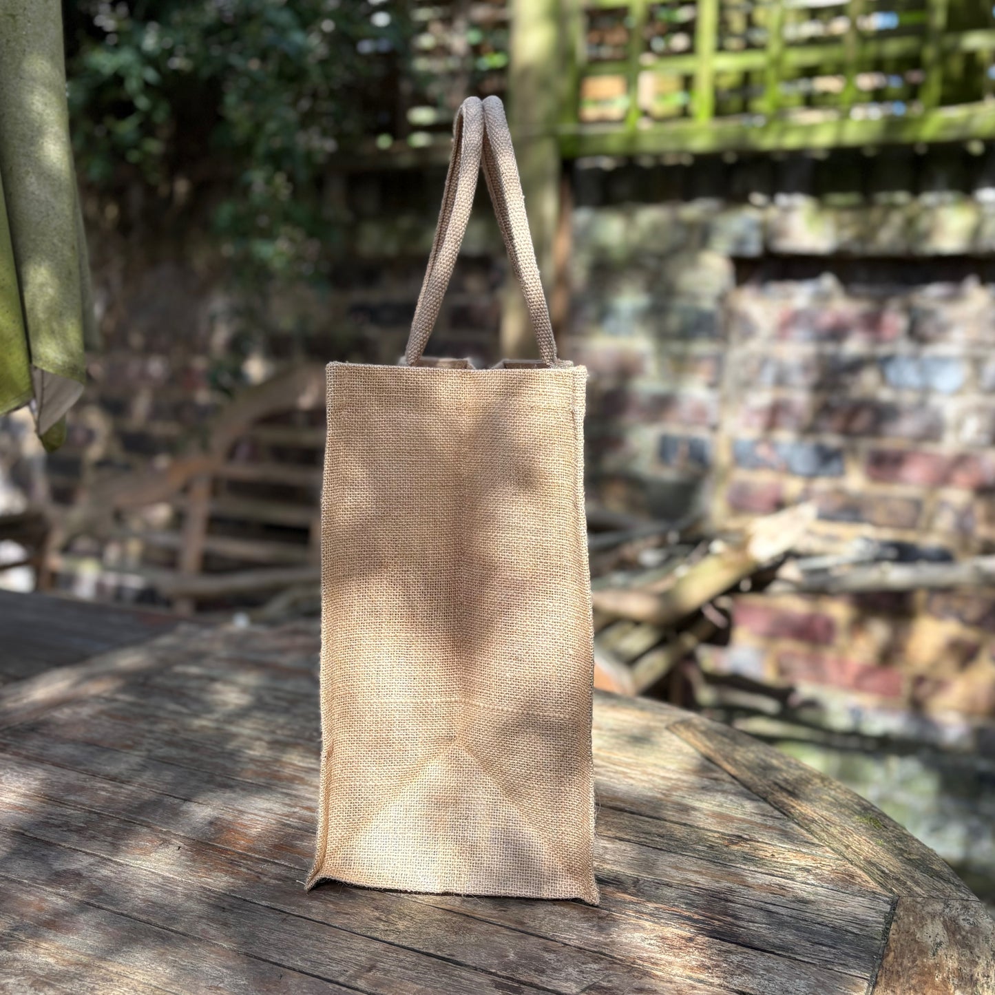 Reusable Hessian Shopping Bag with Flat Base – Durable Eco Tote (40x35x18cm) - Natural
