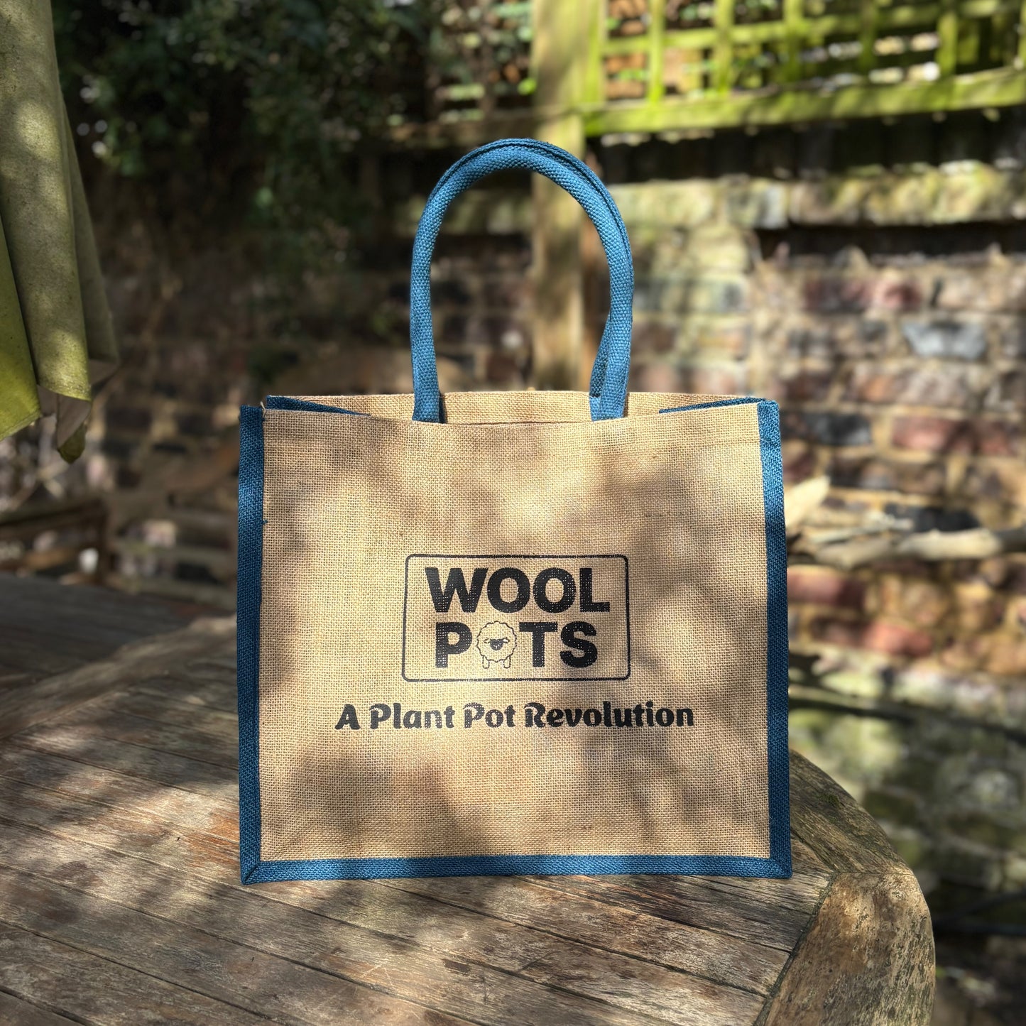 Reusable Hessian Shopping Bag with Flat Base – Durable Eco Tote (40x35x18cm) - Dark Blue