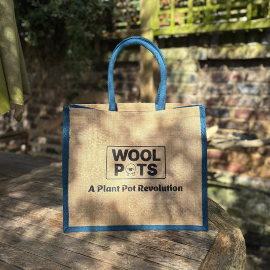 Reusable Hessian Shopping Bag with Flat Base – Durable Eco Tote (40x35x18cm) - Dark Blue