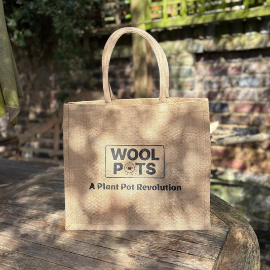 Reusable Hessian Shopping Bag with Flat Base – Durable Eco Tote (40x35x18cm) - Natural